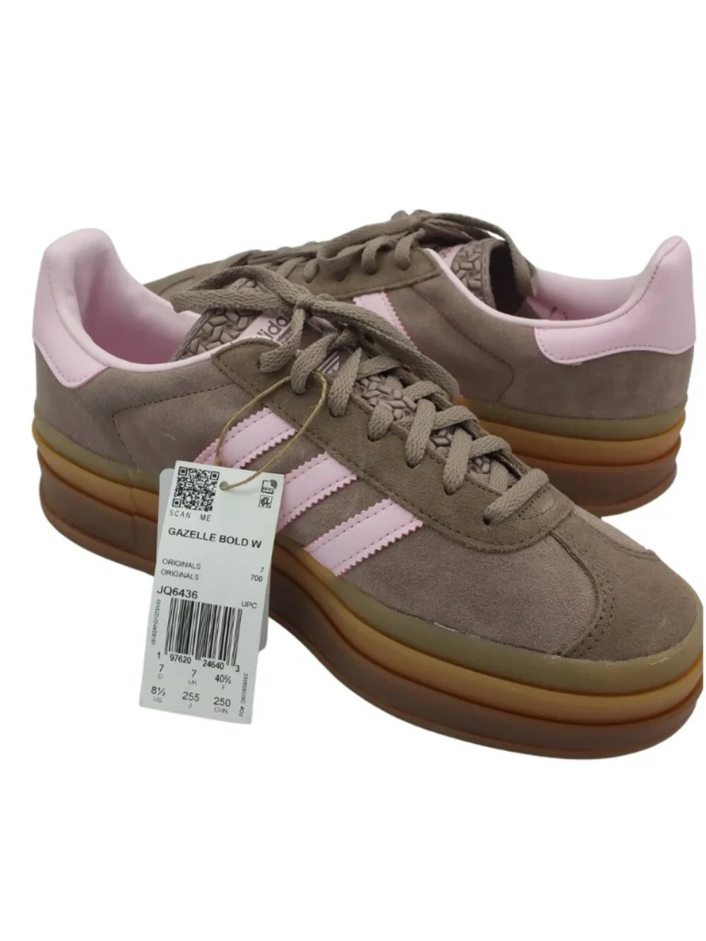 adidas Gazelle Bold Platform Sneakers Trace Brown Clear Pink Women's 8.5 - NWOB